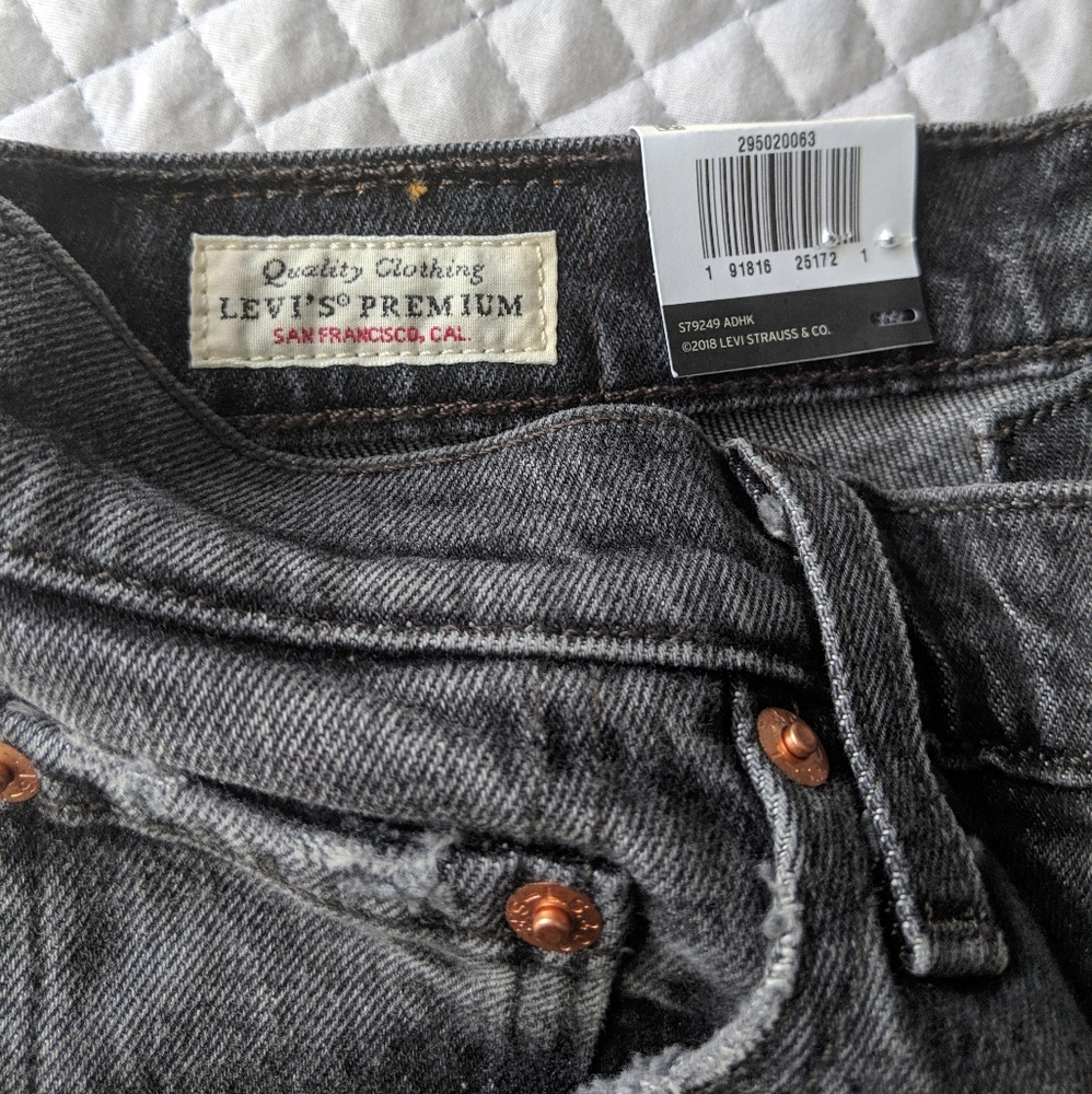 NWT Levi' 501 Skinny Jeans Dark Denim Gray Black - Picture 8 of 8